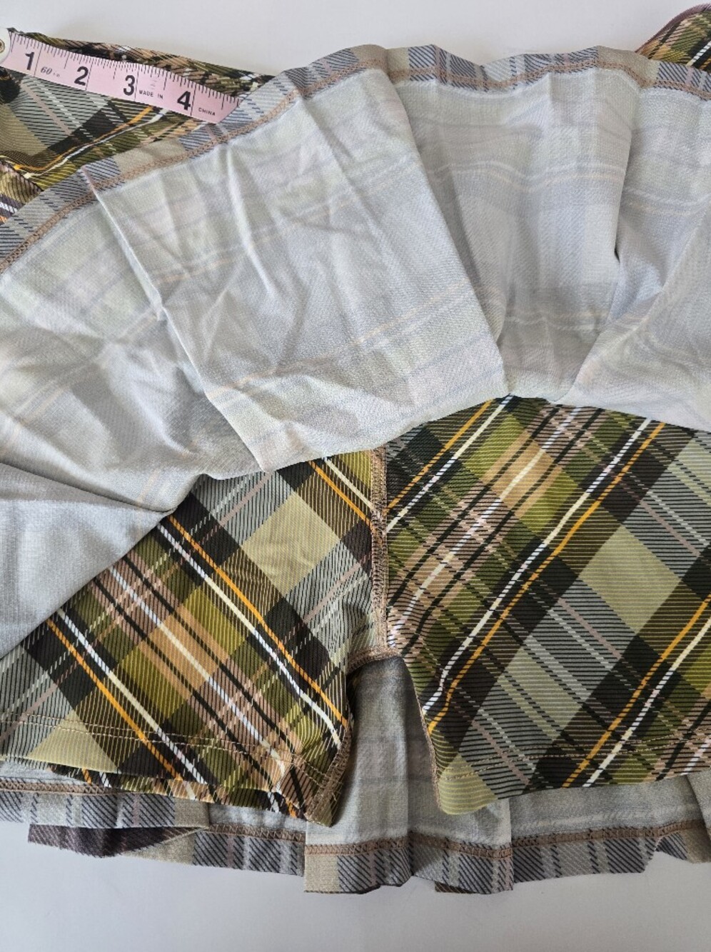 Plaid Pleated Mini Skirt in Yellow & Brown - Picture 3 of 5